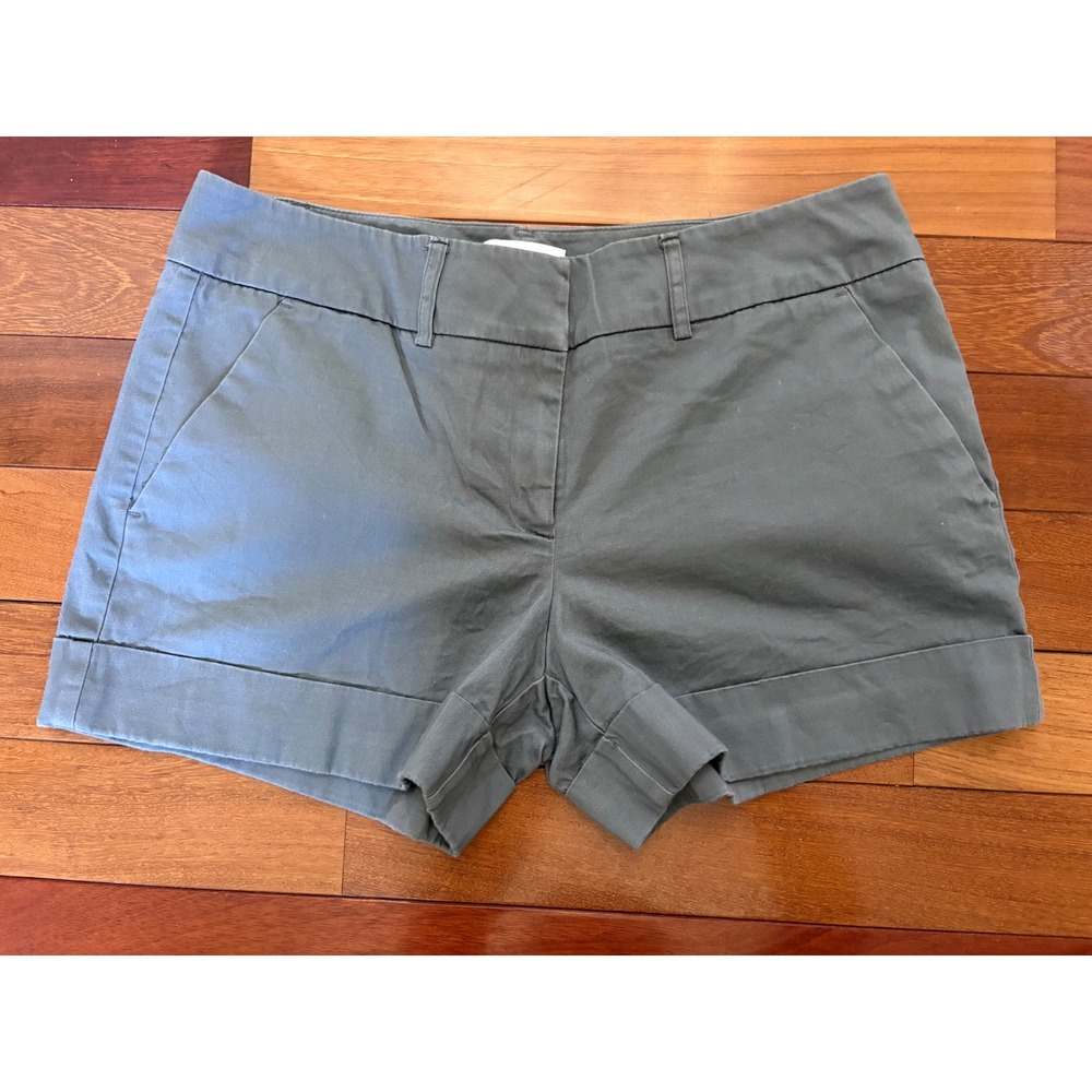 New York & Company Womens Grey Cuffed Chino Shorts Size 8 Stretch Cotton‎